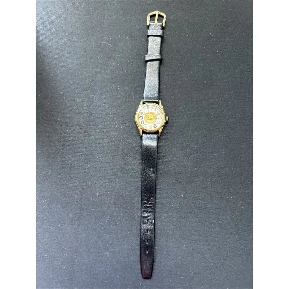 Geneva Gold Tone Black Band Women’s Quartz Watch